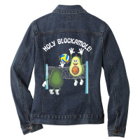 Holy Blockamole! Guacamole Player Blocker Volleyball T Shirt Ladies Denim Jacket | Artistshot