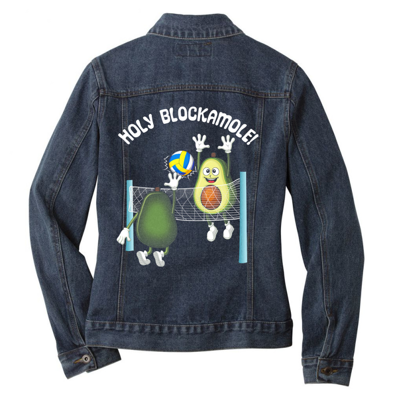 Holy Blockamole! Guacamole Player Blocker Volleyball T Shirt Ladies Denim Jacket by HUUY | Artistshot