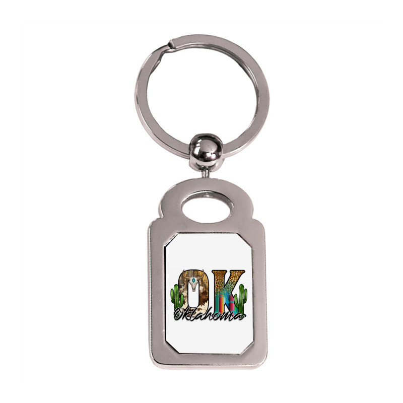 Oklahoma Silver Rectangle Keychain | Artistshot