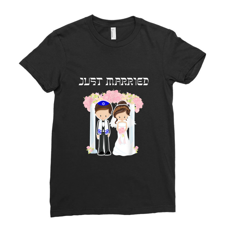 Jewish Wedding Just Married Chuppah Bride Groom Ladies Fitted T-Shirt by xiomi6a | Artistshot