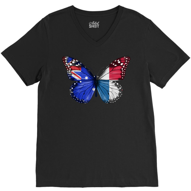 Australian Panamanian Flag Butterfly T Shirt V-Neck Tee by vazwttopperve | Artistshot