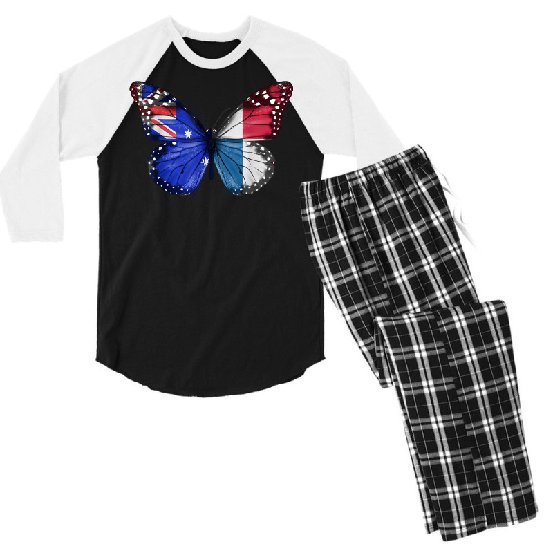 Australian Panamanian Flag Butterfly T Shirt Men's 3/4 Sleeve Pajama Set by vazwttopperve | Artistshot