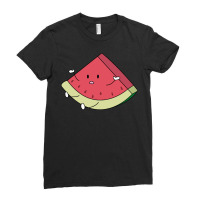 Funny Watermelon T  Shirt Balancing Watermelon Funny Fruits Collection Ladies Fitted T-shirt | Artistshot