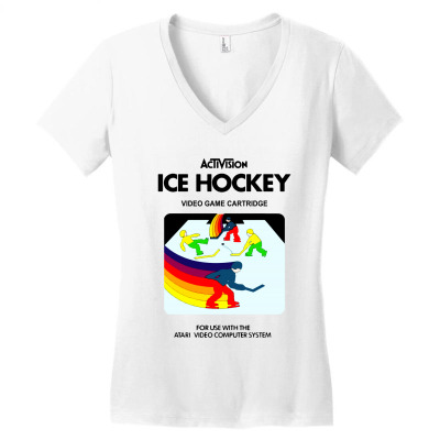 Ice Hockey Women's V-neck T-shirt Designed By Yay Store