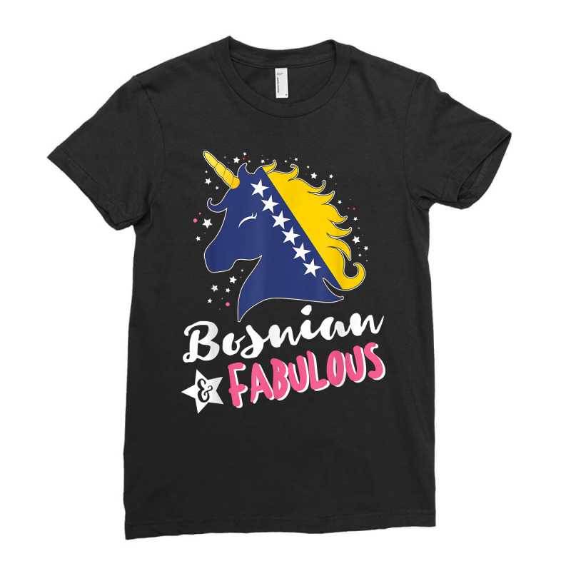 Bosnian Unicorn Bosnia And Herzegovina Flag T Shirt Ladies Fitted T-Shirt by johnjosephmenk | Artistshot