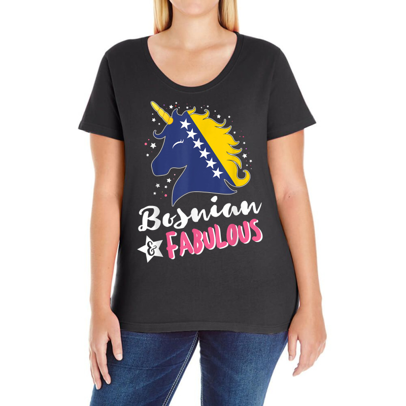 Bosnian Unicorn Bosnia And Herzegovina Flag T Shirt Ladies Curvy T-Shirt by johnjosephmenk | Artistshot