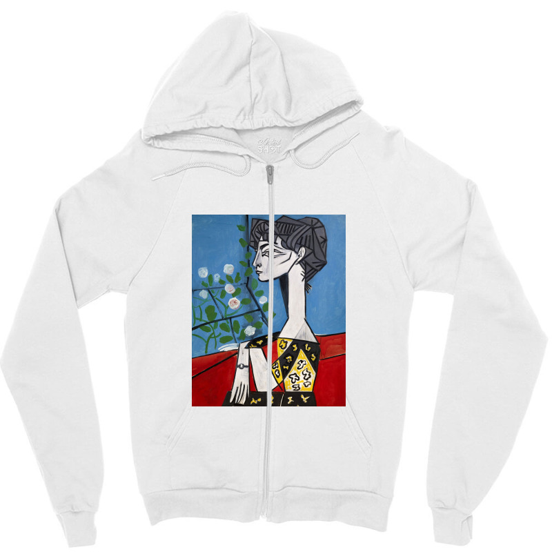 Picasso Jacqueline With Flowers Zipper Hoodie by dedrikjoan | Artistshot