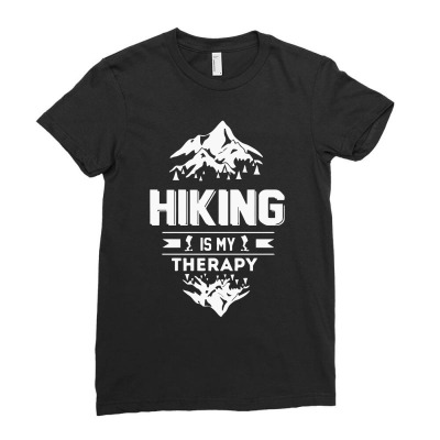 Hiking Is My Therapy! Ladies Fitted T-shirt Designed By Riksense