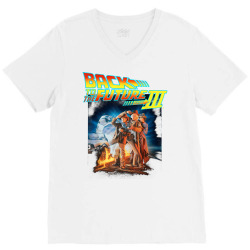 back to the future three movie poster t shirt V-Neck Tee | Artistshot