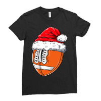 American Football Football Christmas With Santa Hat Football Ladies Fitted T-shirt | Artistshot