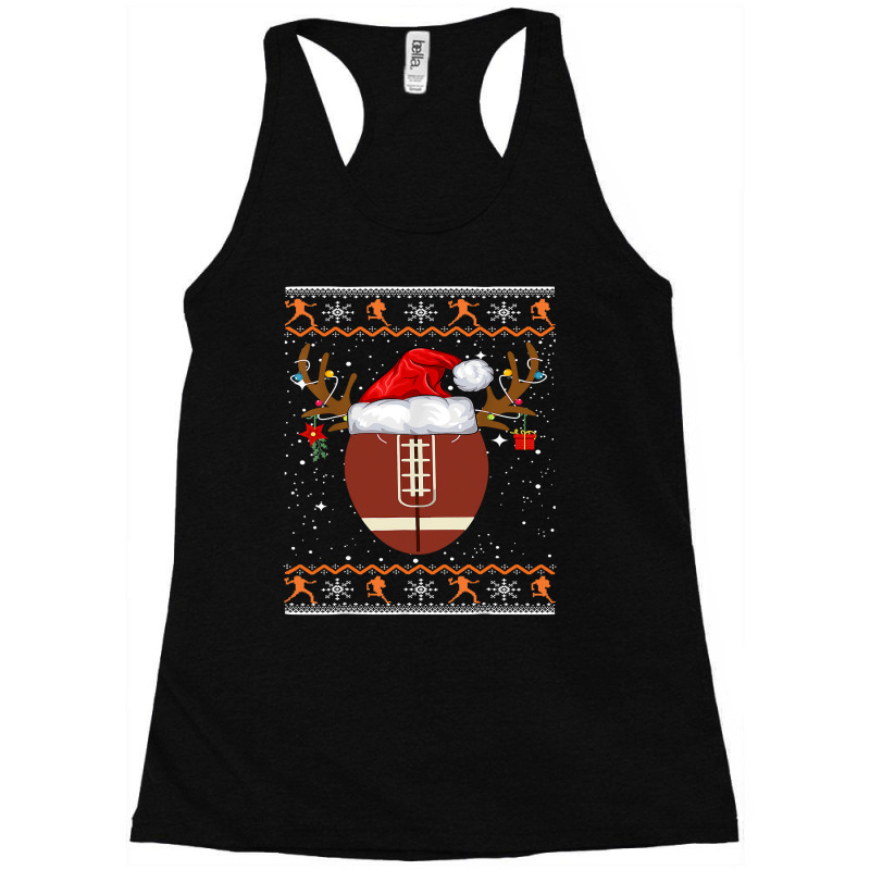 American Football Funny Football Reindeer Santa Hat Ugly Christmas Swe Racerback Tank by hopelessoon | Artistshot