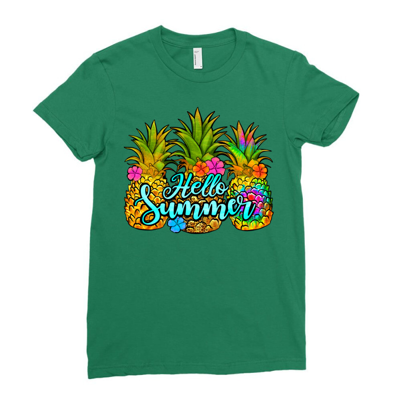 Hello Summer Pineapple Ladies Fitted T-Shirt by Jasminsmagicworld | Artistshot