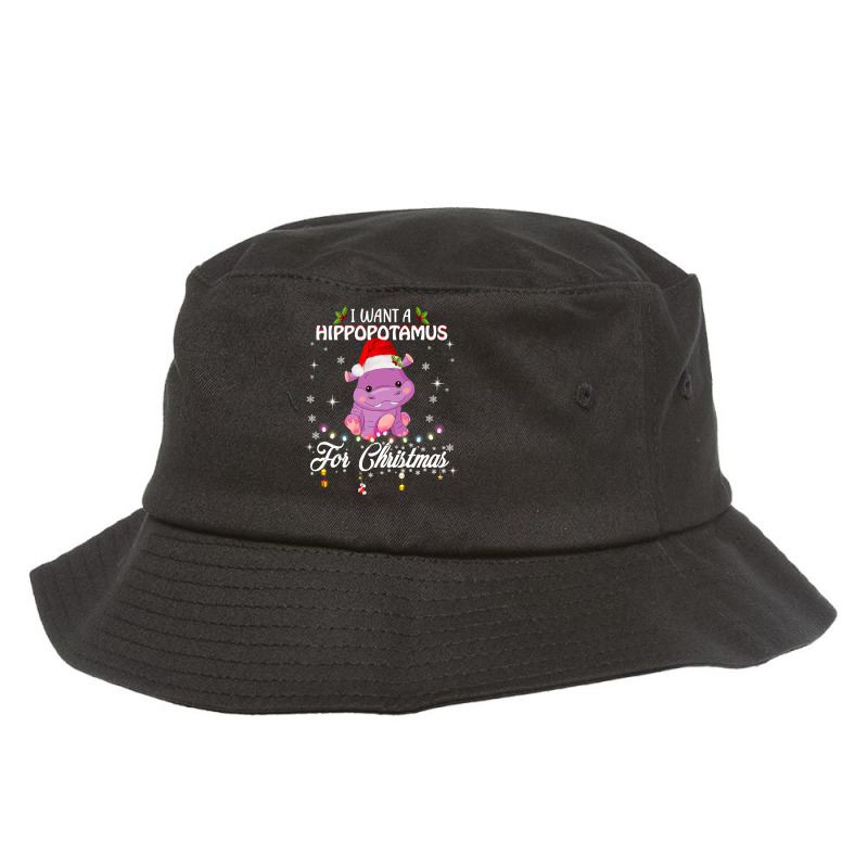 Hippopotamus I Want A Hippopotamus For Christmas Xmas Hippo 1282 Hippo Bucket Hat | Artistshot