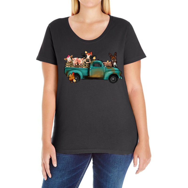 Farm Animals Truck Ladies Curvy T-Shirt by Jasminsmagicworld | Artistshot