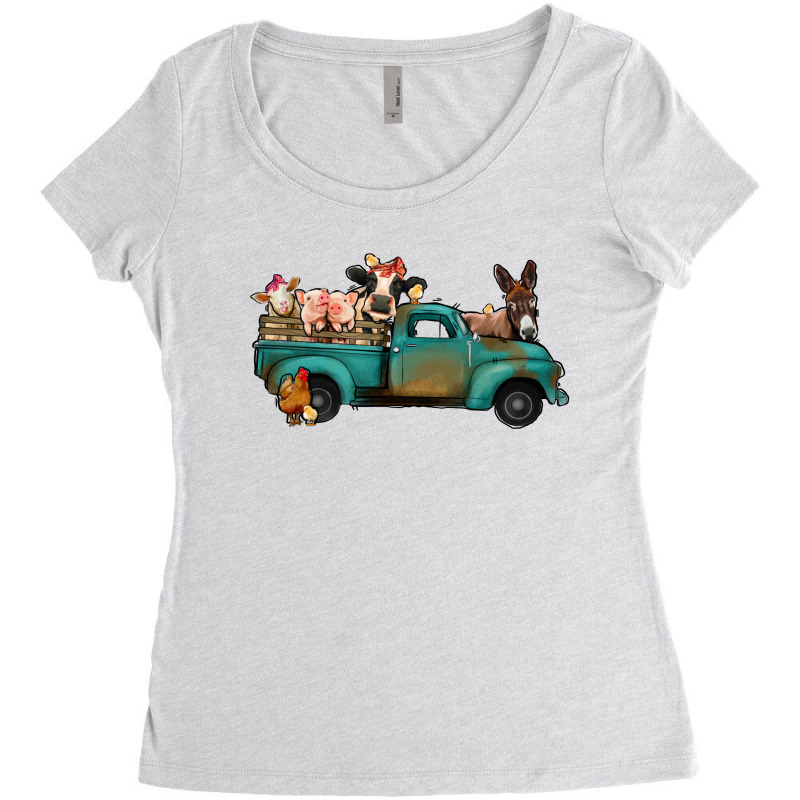 Farm Animals Truck Women's Triblend Scoop T-shirt by Jasminsmagicworld | Artistshot