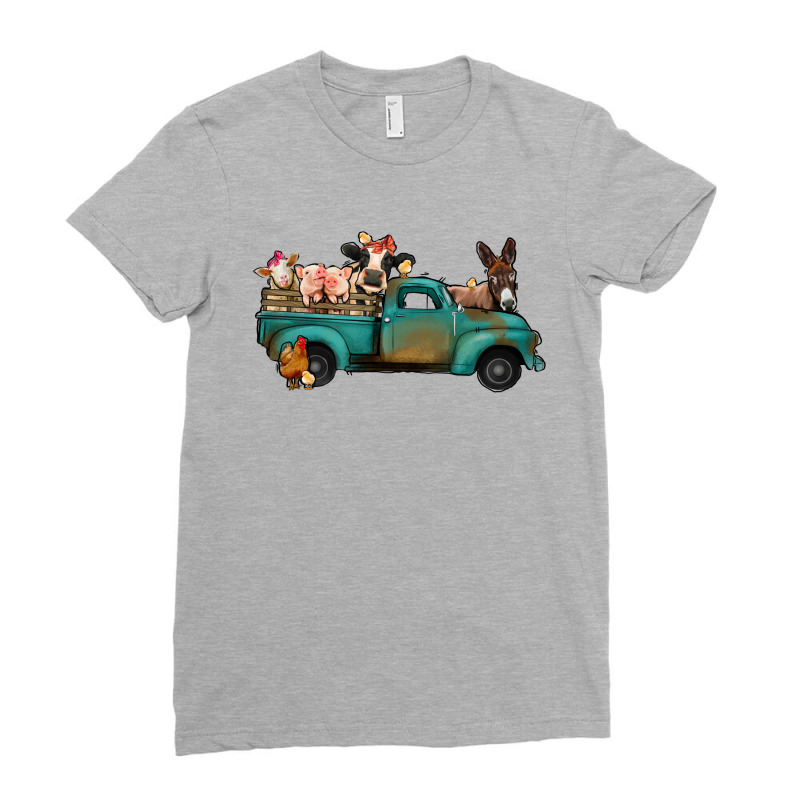 Farm Animals Truck Ladies Fitted T-Shirt by Jasminsmagicworld | Artistshot