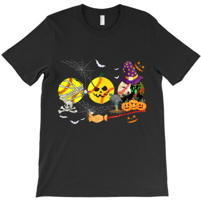 Three Halloween Softball T-shirt Designed By Bariteau Hannah