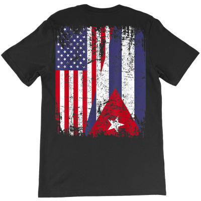 Cuban Roots Half American T-shirt Designed By Bariteau Hannah