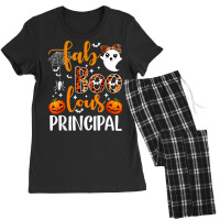 Leopard Faboolous Principal Spooky Principal Halloween Vibes T Shirt Women's Pajamas Set | Artistshot