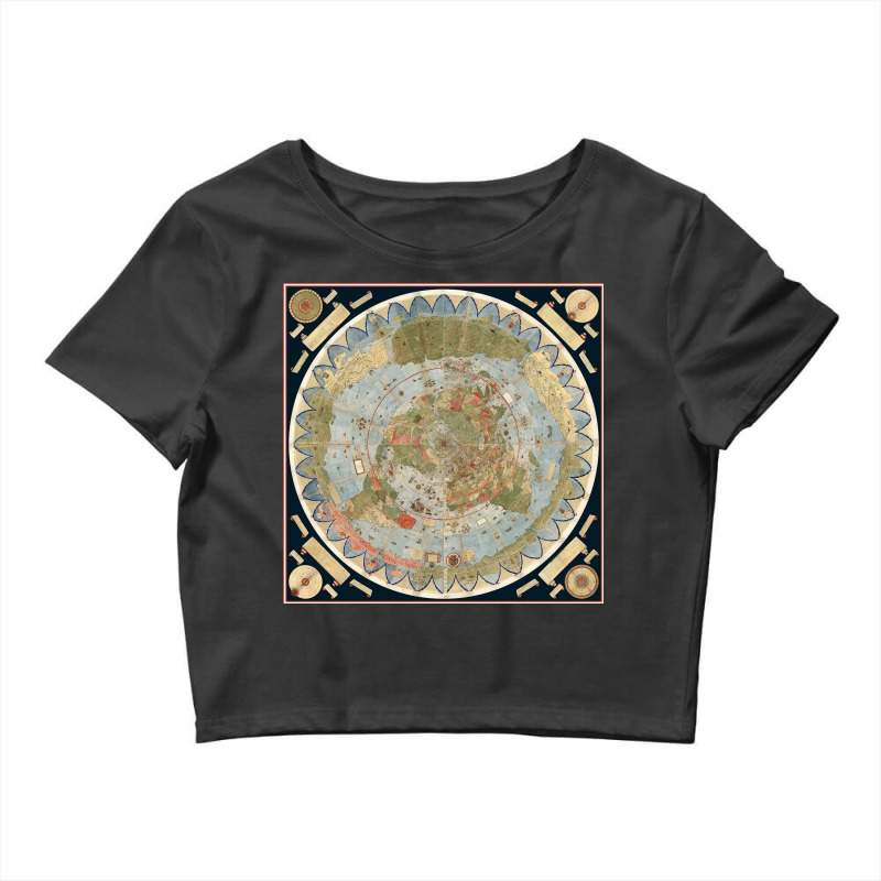 1587 Flat Earth Map Of The World Urbano Monte Historic Wall Poster Glo Crop Top by shafermichelle | Artistshot