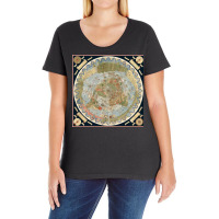 1587 Flat Earth Map Of The World Urbano Monte Historic Wall Poster Glo Ladies Curvy T-shirt | Artistshot