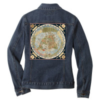 1587 Flat Earth Map Of The World Urbano Monte Historic Wall Poster Glo Ladies Denim Jacket | Artistshot