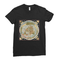 1587 Flat Earth Map Of The World Urbano Monte Historic Wall Poster Glo Ladies Fitted T-shirt | Artistshot