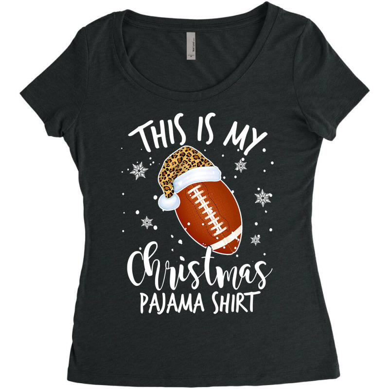 Football This Is My Christmas Pajama Football Leopard Xmas 425 Women's Triblend Scoop T-shirt by hopelessoon | Artistshot