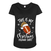 Football This Is My Christmas Pajama Football Leopard Xmas 425 Maternity Scoop Neck T-shirt | Artistshot