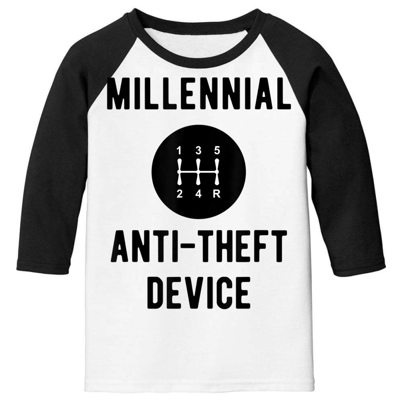 Millennial Anti Theft Device Funny Car Gear Shift Retro T Shirt Youth 3/4 Sleeve | Artistshot