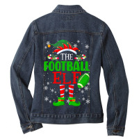 Football The Football Elf Xmas Matching Family Funny Christmas 439 Ladies Denim Jacket | Artistshot