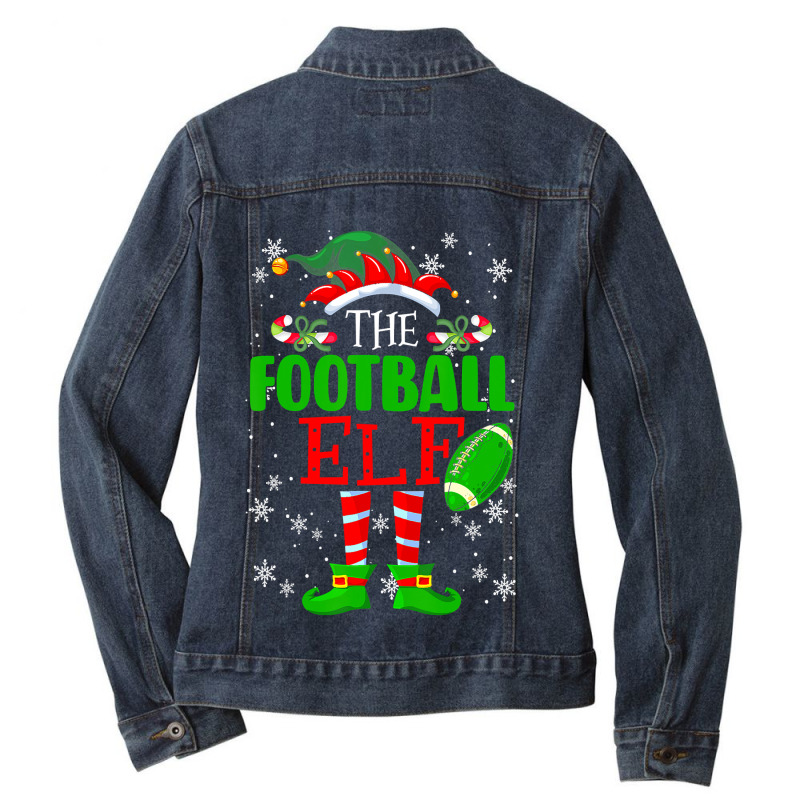 Football The Football Elf Xmas Matching Family Funny Christmas 439 Ladies Denim Jacket by hopelessoon | Artistshot