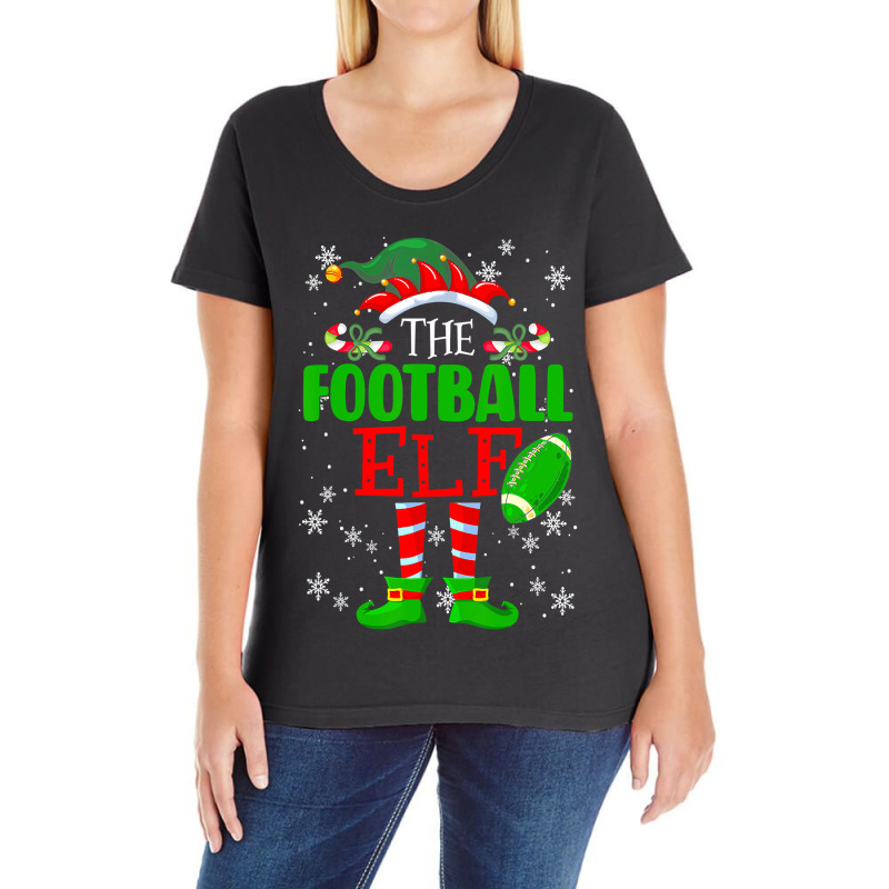 Football The Football Elf Xmas Matching Family Funny Christmas 439 Ladies Curvy T-Shirt by hopelessoon | Artistshot