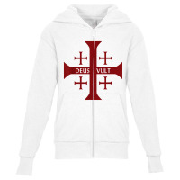 Crusader Christianity Deus Vult God Will Youth Zipper Hoodie | Artistshot