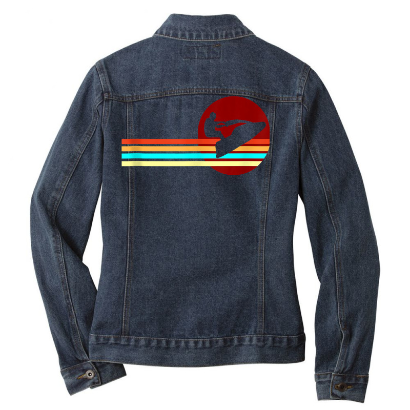 Jetski Driver Water Sport Retro Vacation Sea Jet Ski Tank Top Ladies Denim Jacket by harmanyuan | Artistshot