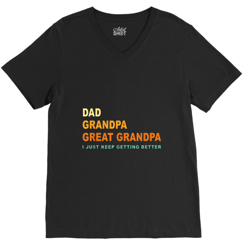 Mens Fathers Day Gift From Grandkids Dad Grandpa Great Grandpa V-Neck Tee by deluxebed | Artistshot