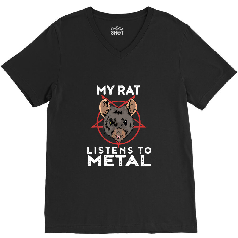 Metal Rat Funny Goth And Heavy Metal Animal V-Neck Tee by deluxebed | Artistshot