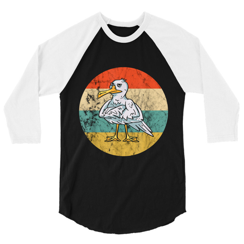 Seagull Vintage Retro Seabird Harbour Albatros Seagull Lover 3/4 Sleeve Shirt by kurniawanm | Artistshot