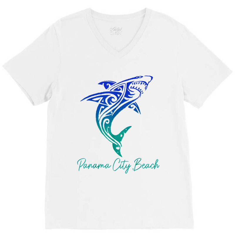 Panama City Beach Fl Shark Scuba Diving Surfer Florida Surf V-Neck Tee by kurniawanm | Artistshot