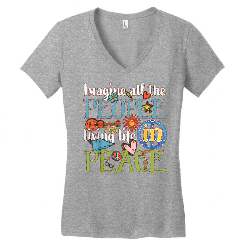 Imagine All The People Living Life In Peace T Shirt Women's V-Neck T-Shirt by manviwadlington | Artistshot