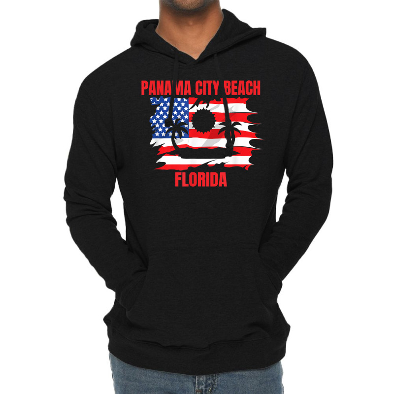 Panama City Beach American Flag T Shirt Lightweight Hoodie by heartlytreleven | Artistshot