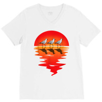 Flocks Of Seagull Vintage Sunset Seabird Harbour Albatros V-neck Tee | Artistshot