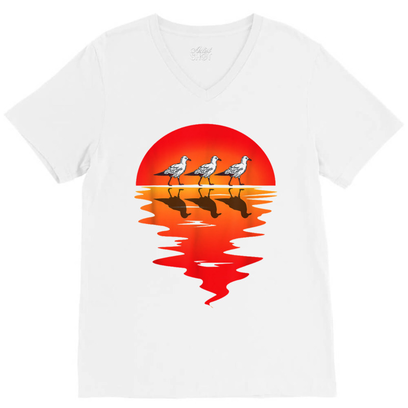 Flocks Of Seagull Vintage Sunset Seabird Harbour Albatros V-Neck Tee by kurniawanm | Artistshot