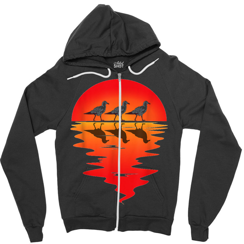 Flocks Of Seagull Vintage Sunset Seabird Harbour Albatros Zipper Hoodie by kurniawanm | Artistshot