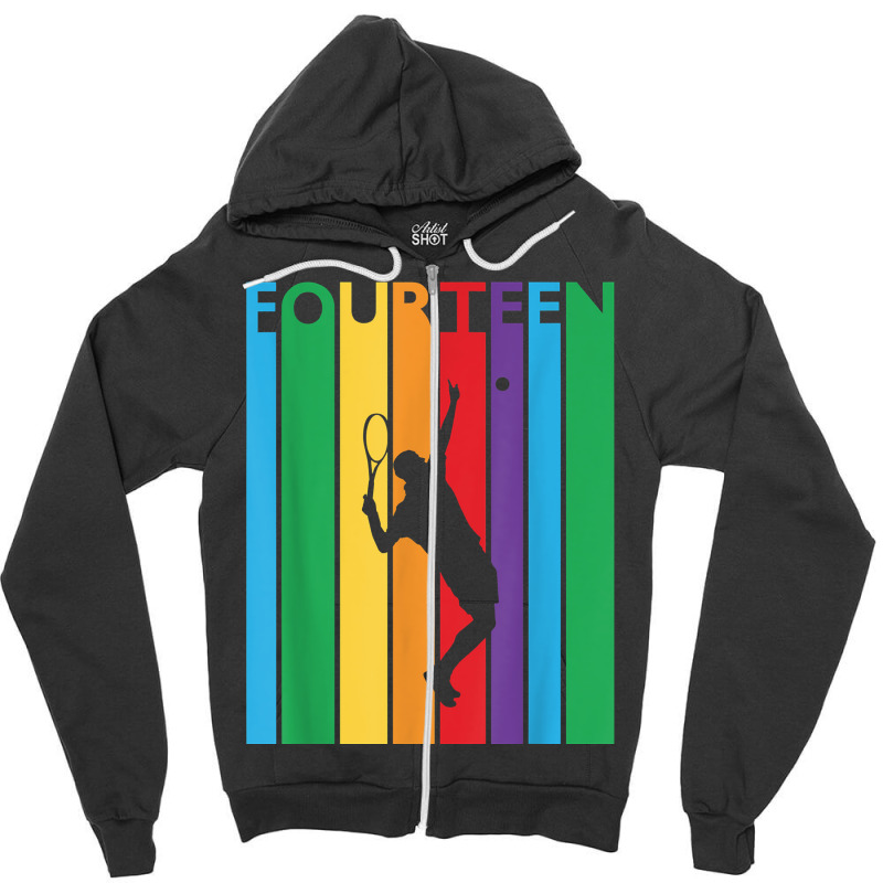 14th Birthday Gift Fourteen Colorful Tennis 14 Year Old T Shirt Zipper Hoodie | Artistshot