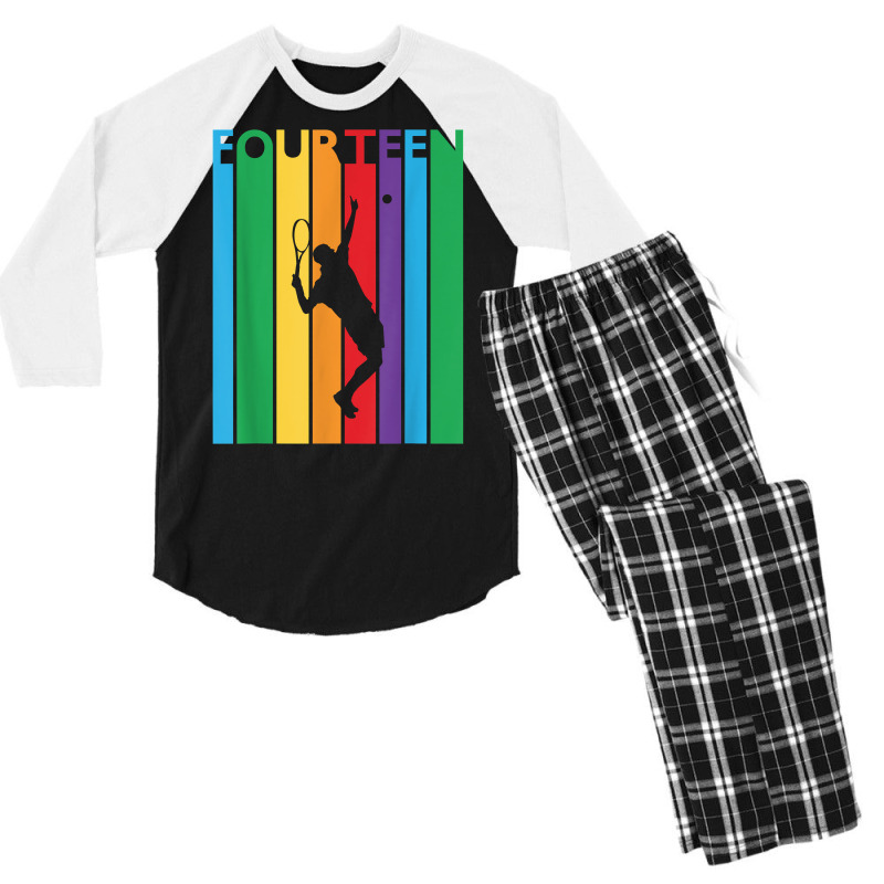 14th Birthday Gift Fourteen Colorful Tennis 14 Year Old T Shirt Men's 3/4 Sleeve Pajama Set | Artistshot