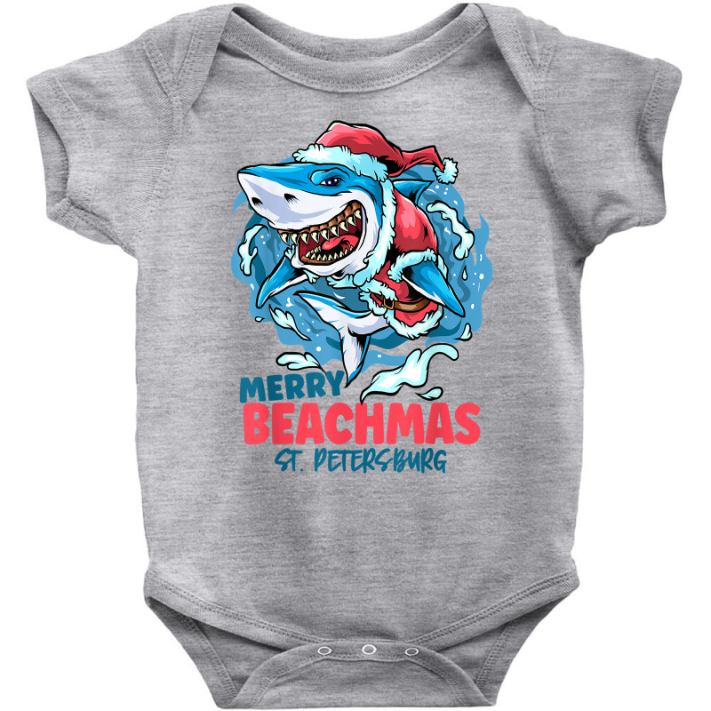 St. Petersburg Florida Merry Beachmas Christmas Shark Santa T Shirt Baby Bodysuit by gillanbepicaia | Artistshot