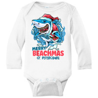 St. Petersburg Florida Merry Beachmas Christmas Shark Santa T Shirt Long Sleeve Baby Bodysuit | Artistshot