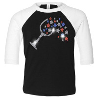 Wine Glass Stars Bling Vintage 4th Of July Bling Rhinestone T Shirt Toddler 3/4 Sleeve Tee | Artistshot