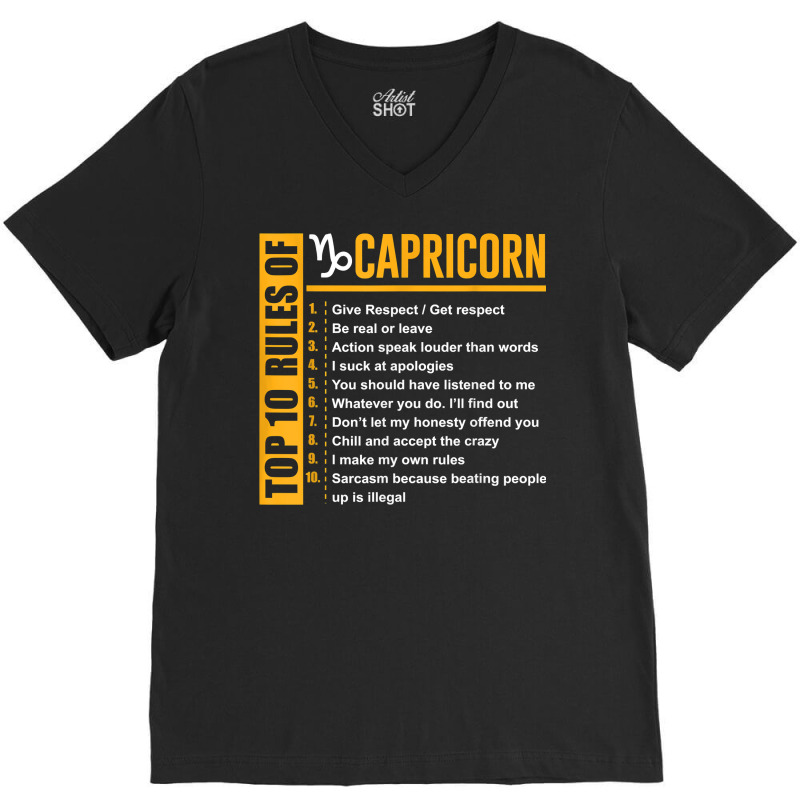 Top 10 Rules Of Capricorn Birthday Gifts T Shirt V-neck Tee | Artistshot